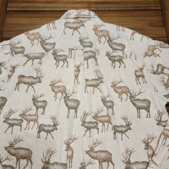 John Rich And Bros. Woolrich LS Button Up Flannel Shirt Moose Print - 2XL Tall - Picture 4 of 6